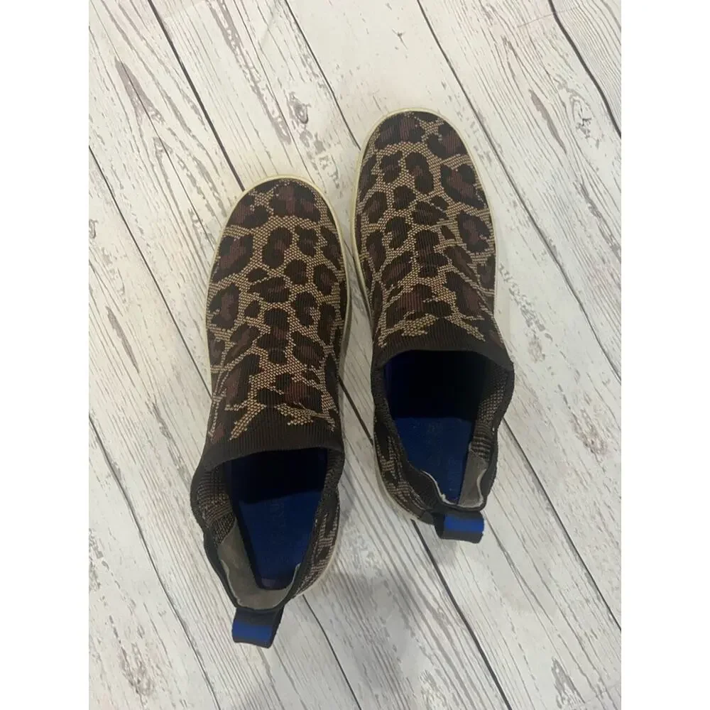Rothy's Chelsea Wildcat Ankle Booties in Brown Leopard Size 10.5